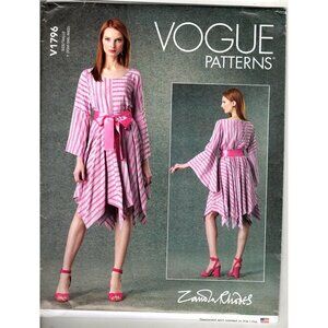 Vogue V1796 Misses XS to M Zandra Rhodes Handkerchief Hem Dress Sewing Pattern